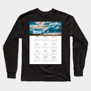 Mountain Calendar 2024 Wall Calendar - student Stickers Pack Collection Long Sleeve T-Shirt